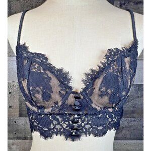For Love & Lemons x Victoria's Secret Faye Lace Underwire Bra XL *Black* NEW!